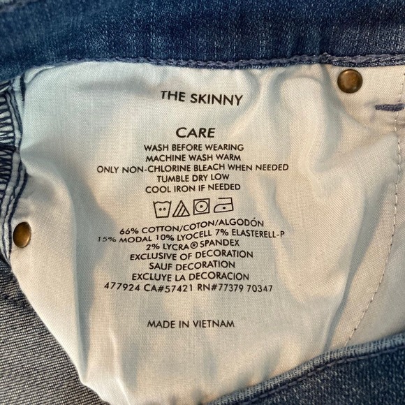 Ann Taylor Jeans Womens Sz 6 Blue Floral Embroidered Ankle Skinny Cotton Stretch - Picture 7 of 11